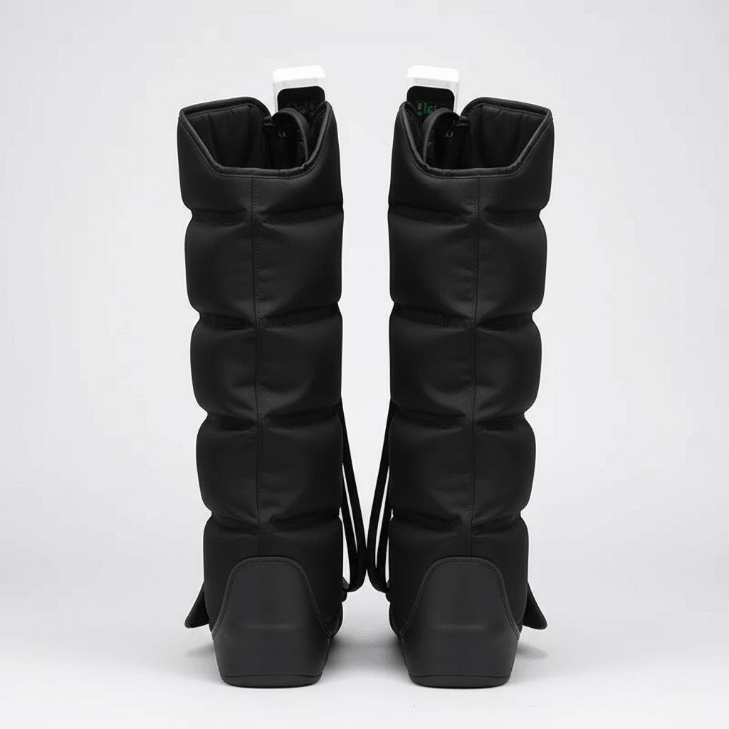 NOVARO women's pneumatic compression recovery boots with rechargeable air pump and wireless remote