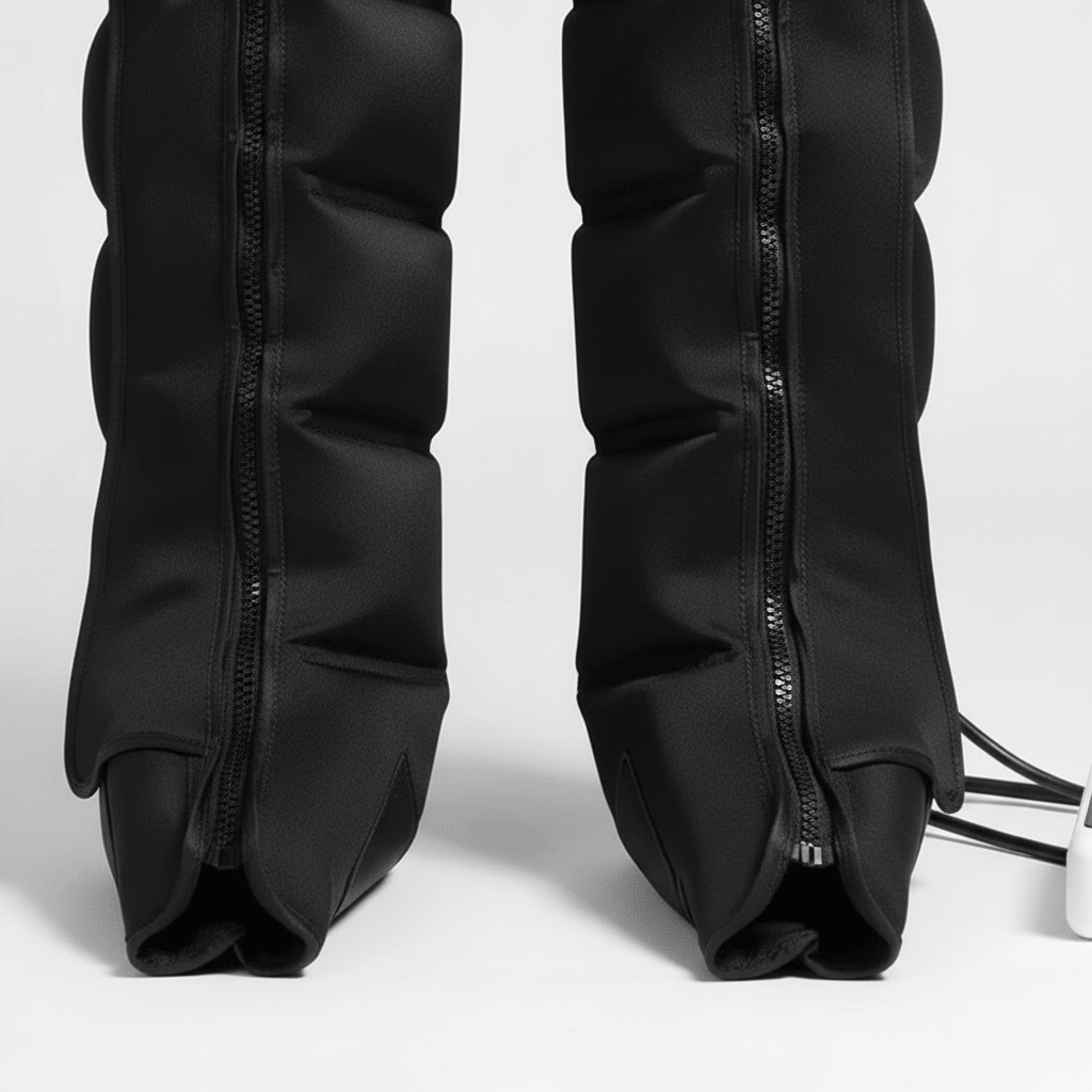 NOVARO women's pneumatic compression recovery boots with rechargeable air pump and wireless remote