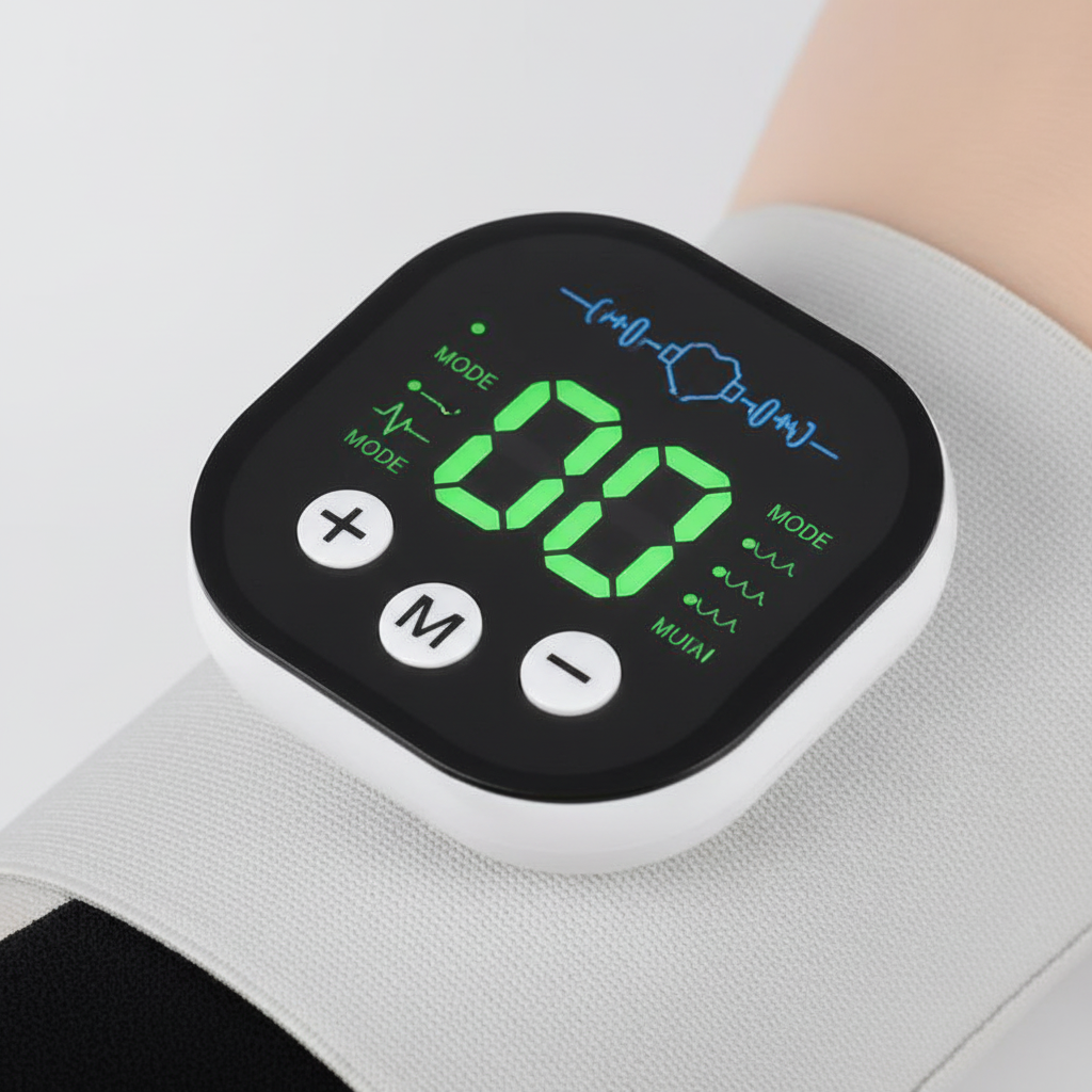 NOVARO multi-mode wrist and hand wellness tool with adjustable intensity LED display and rechargeable battery