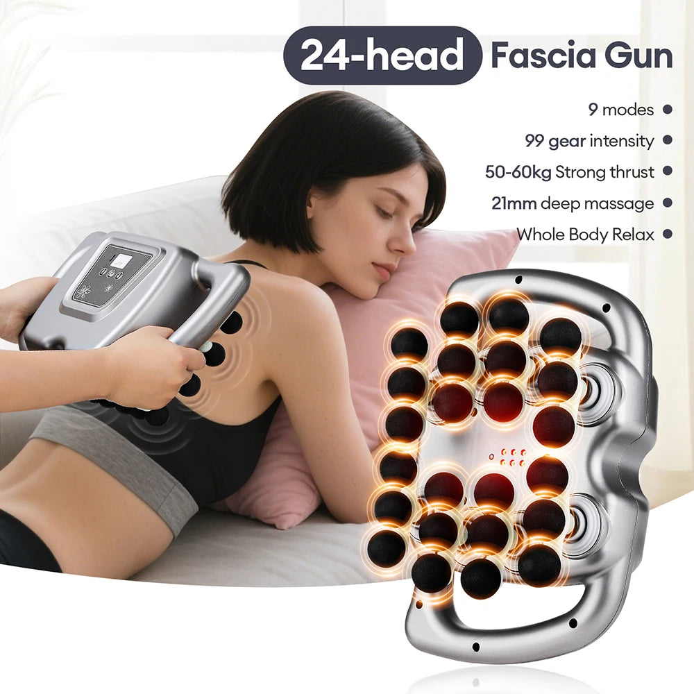 Deep Tissue Percussion Massage Gun with Multiple Heads and Adjustable Intensity