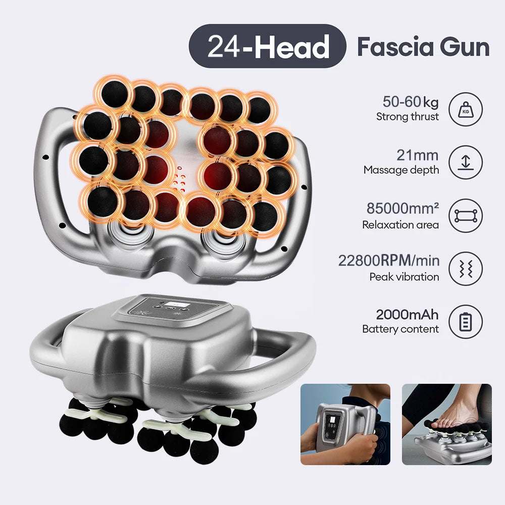 Deep Tissue Percussion Massage Gun with Multiple Heads and Adjustable Intensity