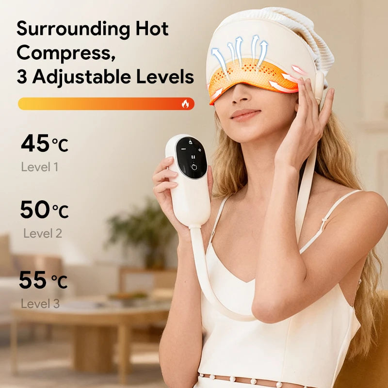 Heated Head Massager with Air Compression and Eye Therapy for Deep Relaxation