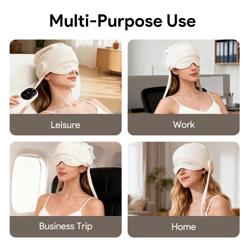 Heated Head Massager with Air Compression and Eye Therapy for Deep Relaxation