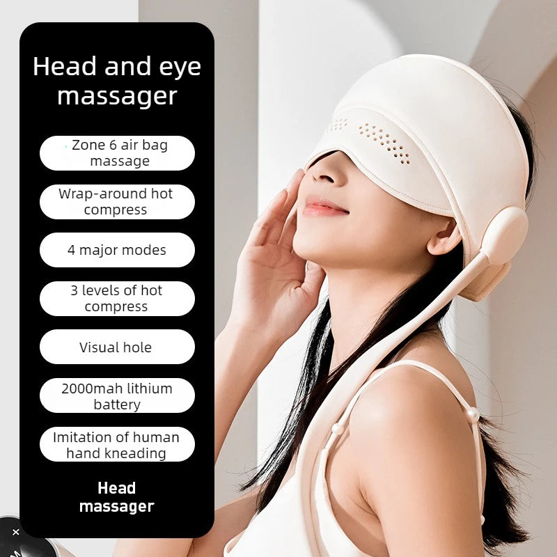Heated Head Massager with Air Compression and Eye Therapy for Deep Relaxation