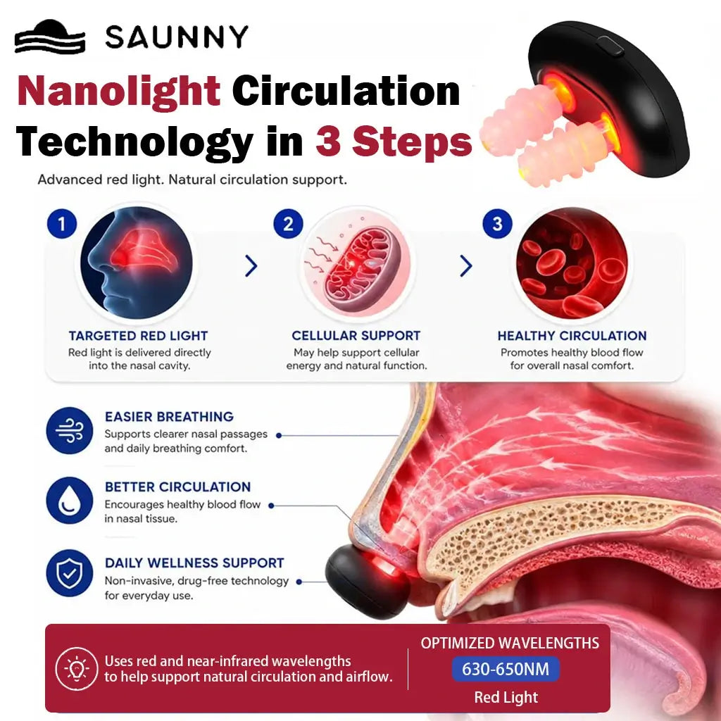Nasal Red Light Therapy Device for Sinus and Respiratory Wellness