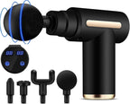 Compact Percussion Massage Gun with Multiple Heads and Quiet Motor