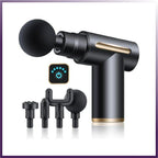 Compact Percussion Massage Gun with Multiple Heads and Quiet Motor