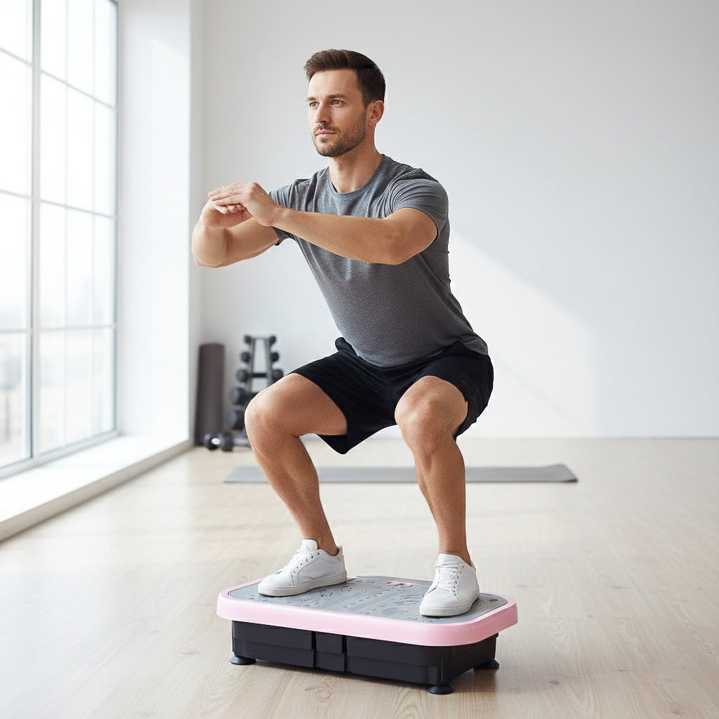Whole-Body Vibration Plate Fitness Platform with Stabilizing Handles