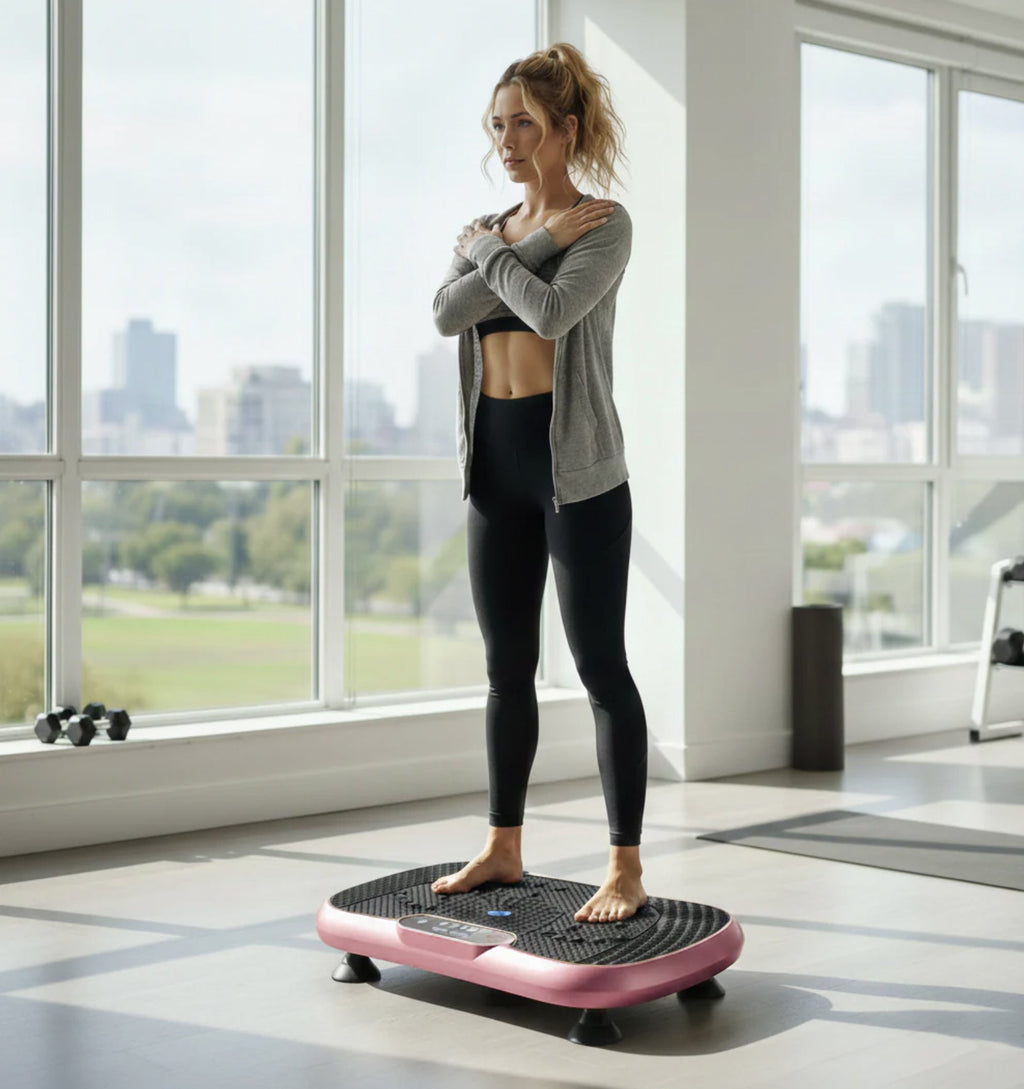 Whole-Body Vibration Plate Fitness Platform with Stabilizing Handles