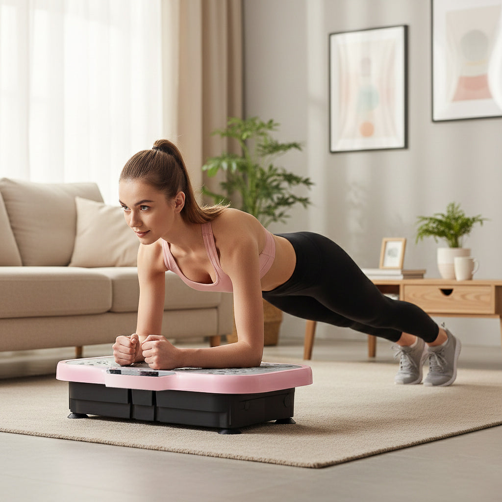 Whole-Body Vibration Plate Fitness Platform with Stabilizing Handles